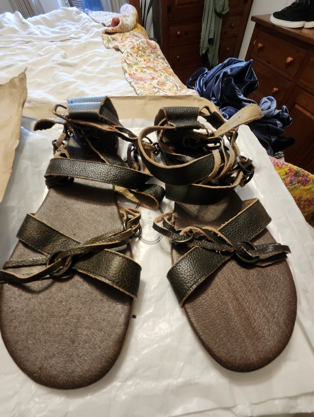 Bed Stu Black Leather Gladiator Sandals